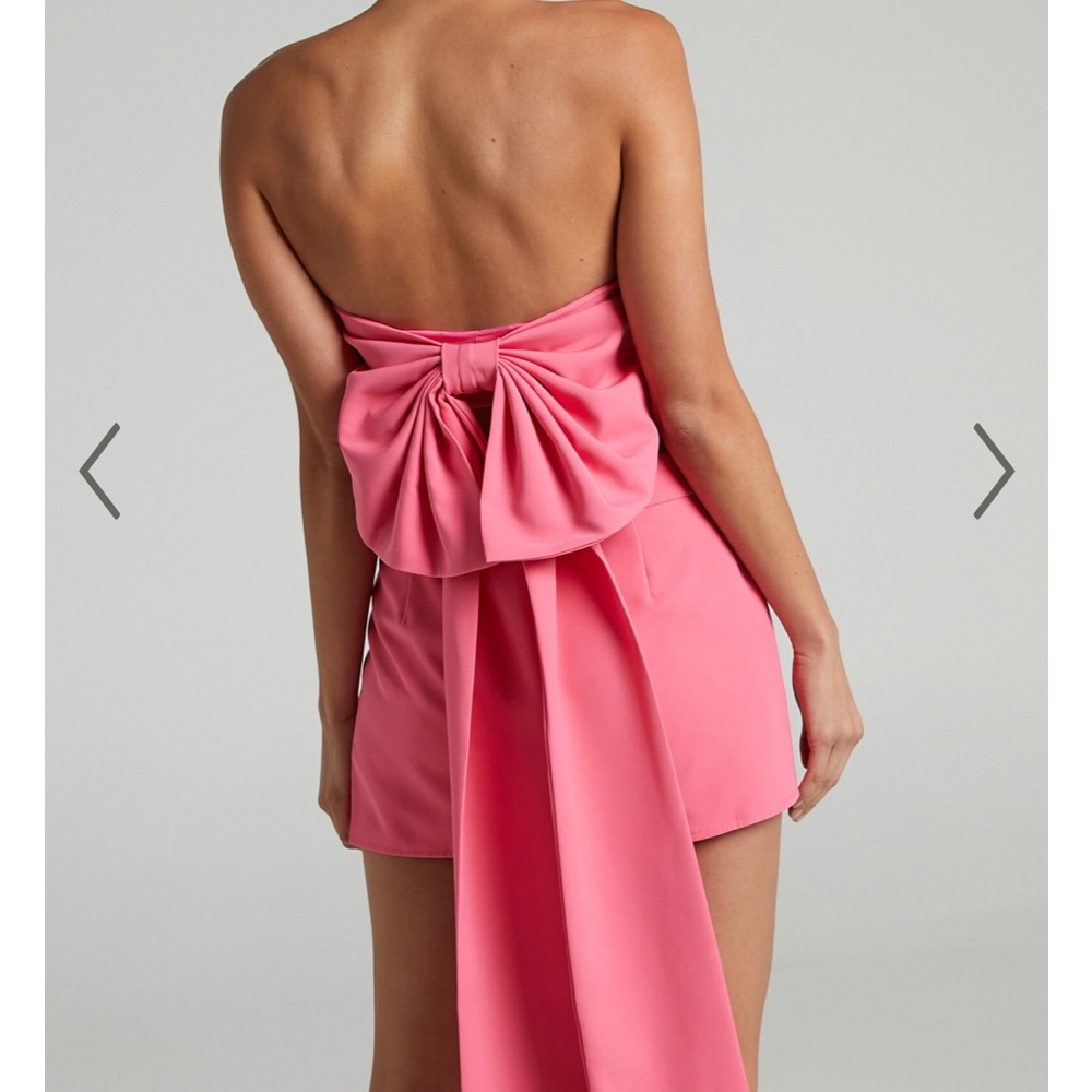 SHAIMA TOP - STRAPLESS BOW BACK CROP TOP IN PINK showpo